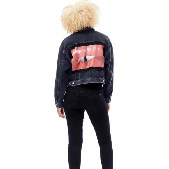 Hudson REI Cropped Denim  Graphic Jacket - Picture 1 of 15